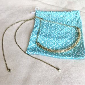 Kendra Scott Goldie Filigree Adjustable Choker Necklace Gold CZ Layering Classic